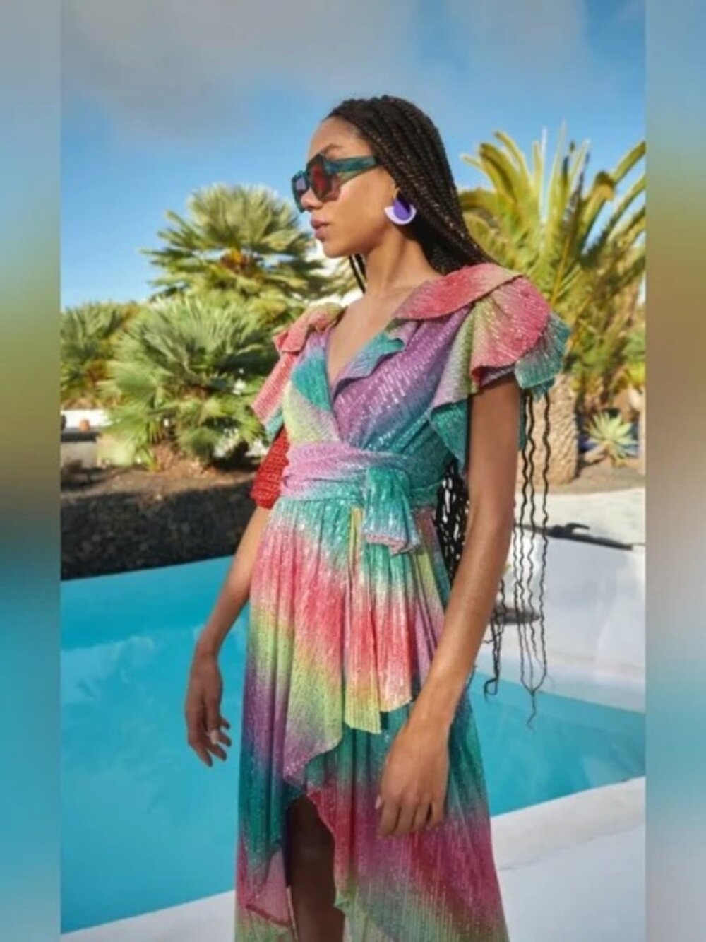 Celia B sequined maxi dress rainbow